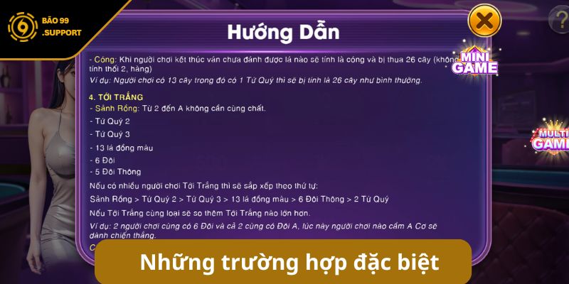 Tiến lên miền nam BAO99: Luật chơi đầy đủ nhất 2025 6 Trường hợp đặc biệt quyết định thắng thua